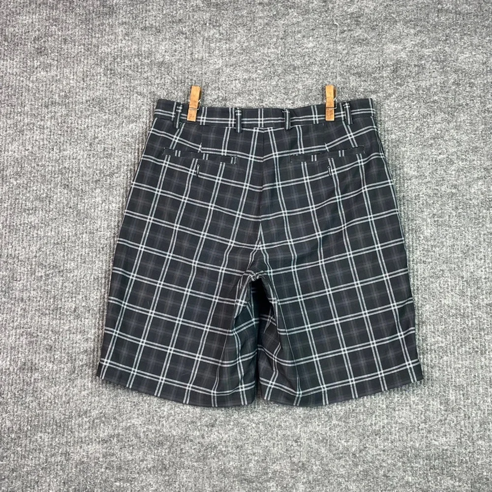 Kirkland Signature Performance Shorts Mens 34 Black Plaid Golf Active Stretch